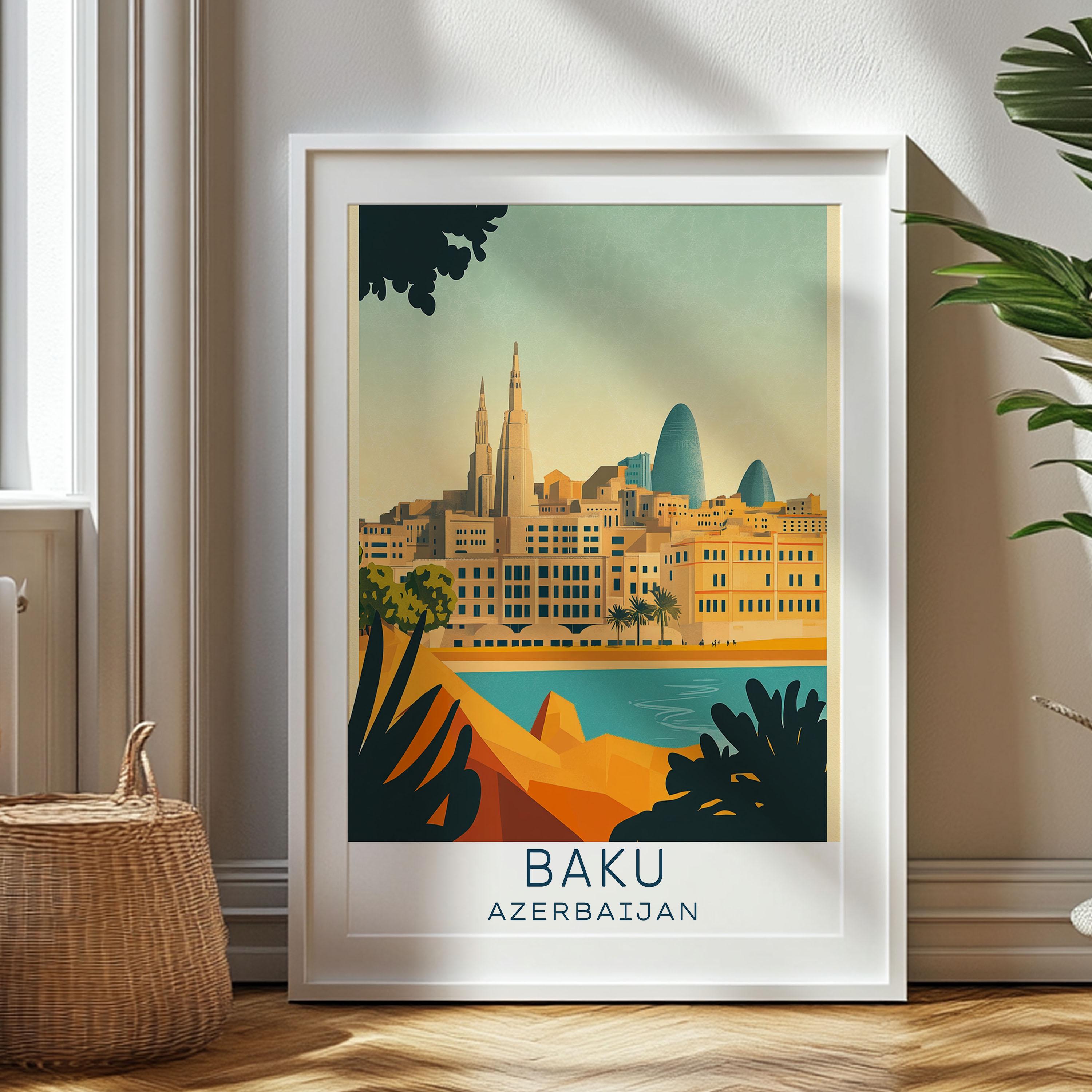Personalized Travel Gift, Baku Travel Print, Azerbaijan Art Gift