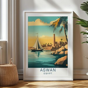 Regalo de viaje personalizado, impresión de viaje de Asuán, regalo de arte de Egipto, regalo para viajeros, regalo de cumpleaños, recuerdo de Egipto, arte de Asuán, regalo para papá