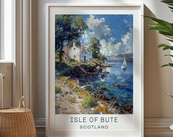 Personalized Travel Gift - Isle Of Bute Travel Print - Scotland Art Gift, Gift for Travelers, Birthday Gift, Souvenir, Gift for Dad
