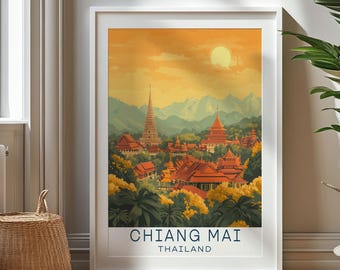 Personalized Travel Gift, Chiang Mai Travel Print, Thailand Art Gift, Gift for Travelers, Birthday Gift, Thailand Souvenir, Chiang Mai Art