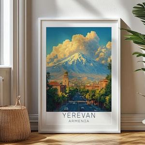 Gepersonaliseerde reiscadeau, reisafdruk Jerevan, Armenië kunstcadeau voor reizigers, verjaardagscadeau, souvenir Armenië, kunst Jerevan, cadeau voor papa