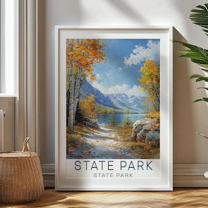 Regalo de viaje personalizado, impresión de viaje de parque estatal, regalo de arte estadounidense, regalo para viajeros, regalo de cumpleaños, arte de parque estatal