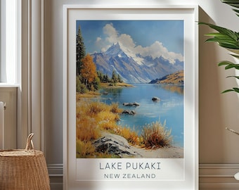 Personalized Travel Gift - Lake Pukaki Travel Print - New Zealand Art Gift, Gift for Travelers, Birthday Gift, Souvenir, Gift for Dad
