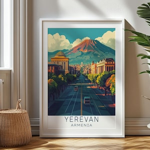 Gepersonaliseerde reiscadeau, reisafdruk Jerevan, Armenië kunstcadeau voor reizigers, verjaardagscadeau, souvenir Armenië, kunst Jerevan, cadeau voor papa