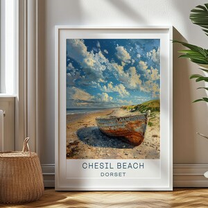 Personalized Travel Gift - Chesil Beach Travel Print - Dorset Art Gift, Gift for Travelers, Birthday Gift, Souvenir, Gift for Dad