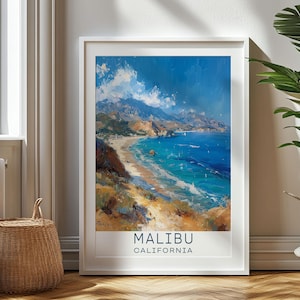 Personalized Travel Gift, Malibu Travel Print, California Art Gift, Gift for Travelers, Birthday Gift, Malibu Souvenir, California Art
