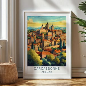 Regalo de viaje personalizado, impresión de viaje de Carcassonne, regalo de arte de Francia, regalo para viajeros, regalo de cumpleaños, recuerdo de Francia, arte de Carcassonne
