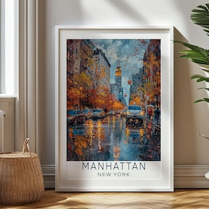 Personalized Travel Gift, Manhattan Travel Print, New York Art Gift, Gift for Travelers, Birthday Gift, Manhattan Souvenir, Manhattan Art