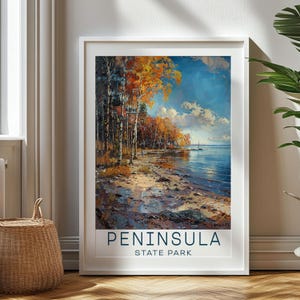 Regalo de viaje personalizado: impresión de viaje al parque estatal de la península: regalo artístico de Wisconsin, regalo para viajeros, regalo de cumpleaños, recuerdo, regalo para papá