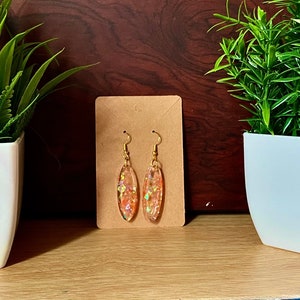 Peach holographic earrings