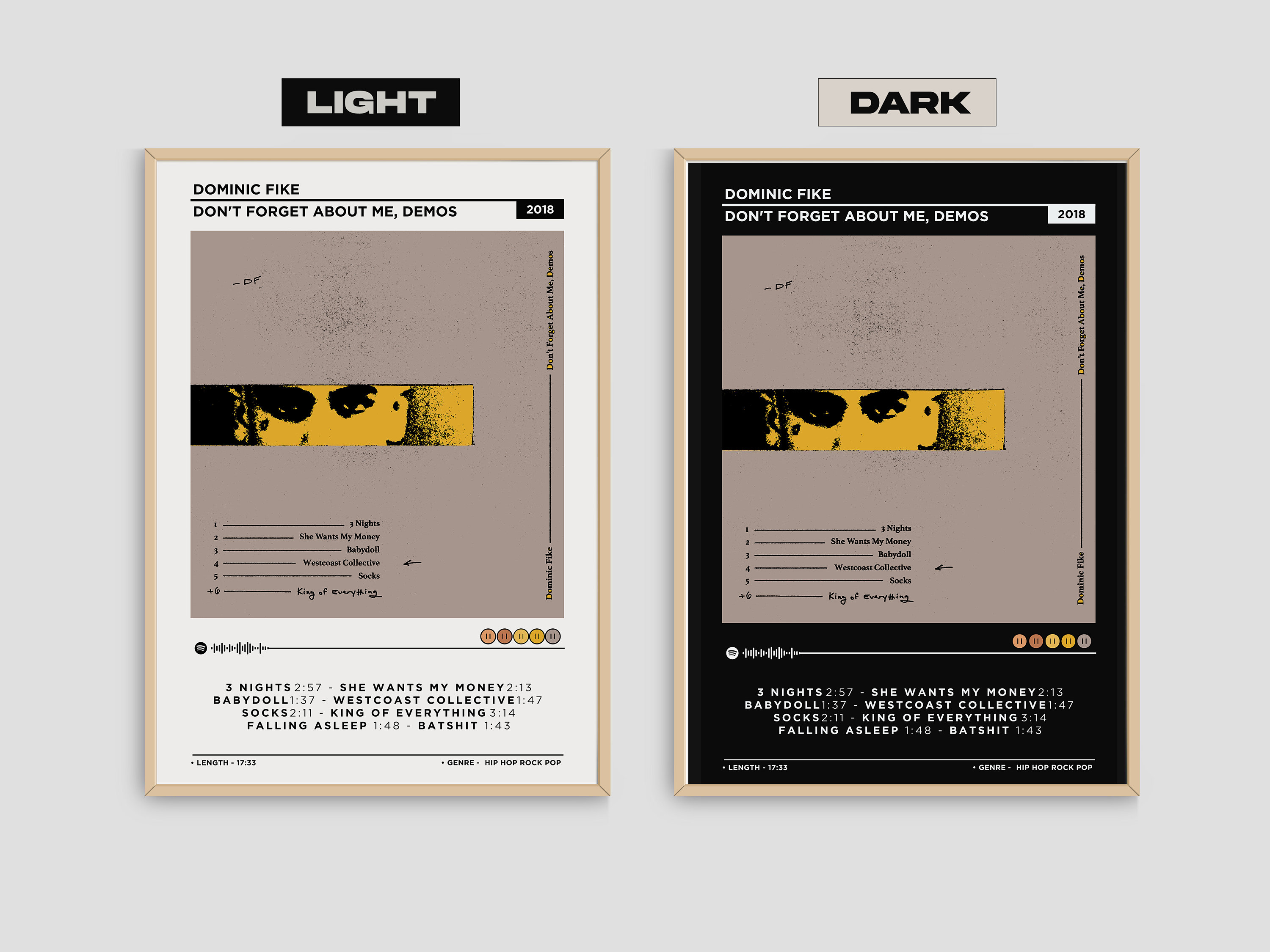 Discover Dominic Fike - Don't Forget About Me, Demos Poster / Dominic Fike Merch / Album Cover Poster
