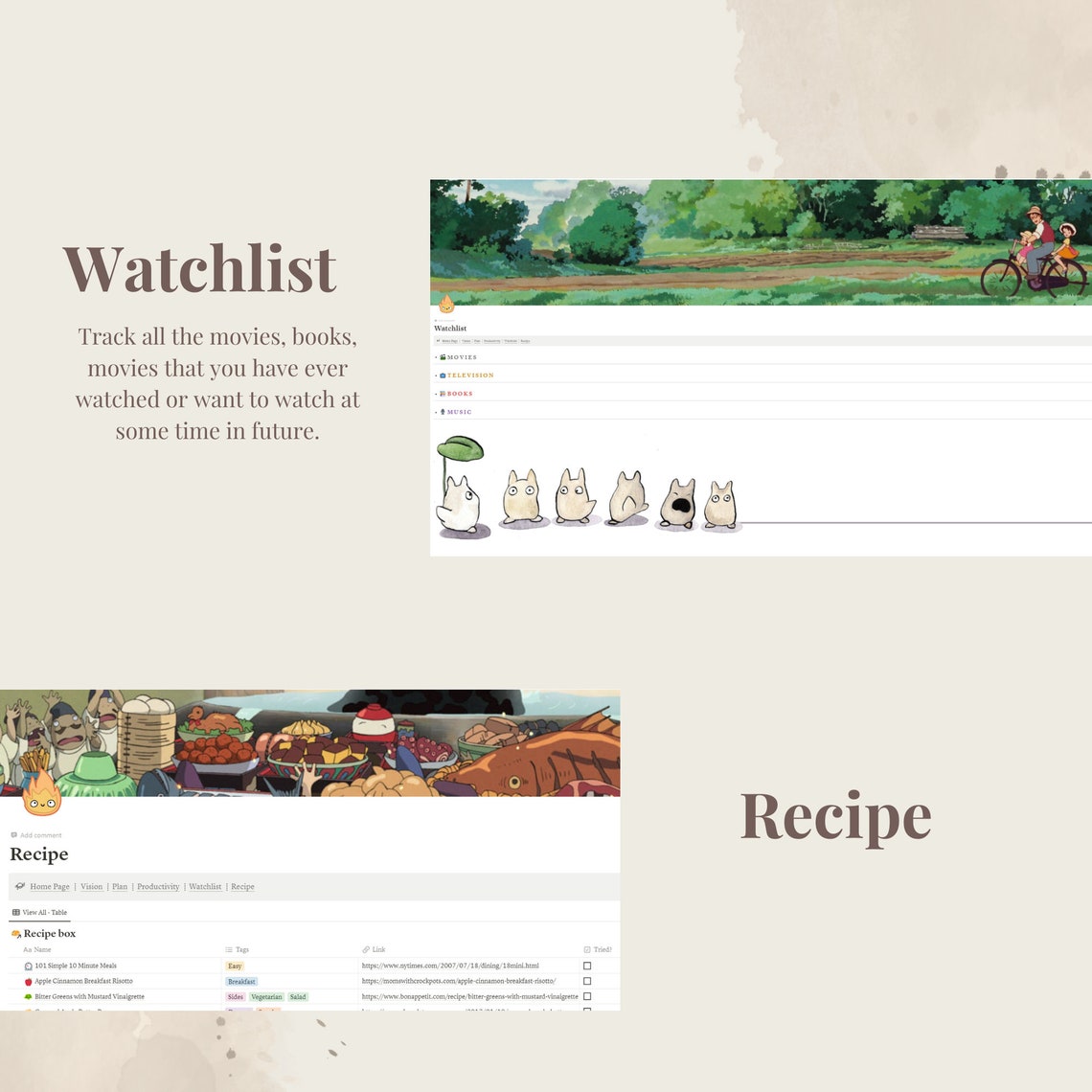 Studio Ghibli Notion Template 2024 Aesthetic Notion Dashboard, Notion Studio Ghibli Notion Template 2024 Aesthetic Notion Dashboard, Notion