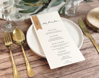 Wedding Menu Cards with Printed Name card, with Place Cards, Modern Minimalist Menus, Menu with Place Card, Custom Menu Cards with name card