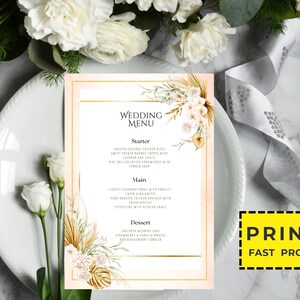 Personalisiertes gedrucktes Hochzeitsmenü, minimalistisches Hochzeitsmenü, modernes Hochzeitsmenü, einfaches Menü, Hochzeitsmenükarten, Abendmenükarte gedruckt