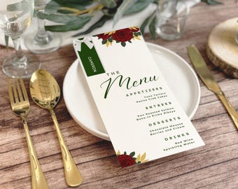 Modern Wedding Menu Place Card With Guest Name, Custom Wedding Menu Place Card, Wedding Menu With Name Card, Printed Menus with Place Cards