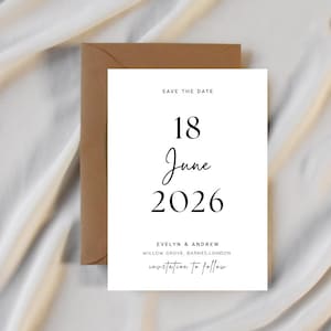 Foto Save the Date Karten, Moderne Boho Save the Date Vorlage für Hochzeit und Party, DIY mit Fotocollage, Elegante anpassbare Vorlage