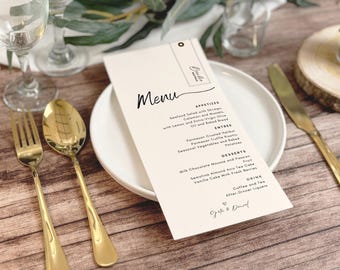 Modern Wedding Menu Place Card With Guest Name, Custom Wedding Menu Place Card, Wedding Menu With Name Card, Printed Menus with Place Cards