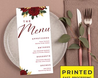 Wedding Menu Cards, Printed Wedding Menus, Modern Wedding Menus, Handwriting Wedding, Minimalist Wedding Menus, Elegant Menus, floral Card