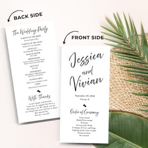 Hochzeitsprogramme gedruckt, Zeremonieprogramme Hochzeitsprogrammkarten, Minimalistisches Hochzeitsprogramm, elegantes Programmkarten, lange Zeremonie
