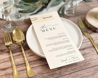 Modern Wedding Menu Place Card With Guest Name, Custom Wedding Menu Place Card, Wedding Menu With Name Card, Printed Menus with Place Cards