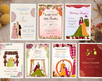 Personalized Printed Indian Wedding Invitation Set, Hindu Wedding Invitations, Hindu Wedding, Indian Wedding Invitation, Indian Invite Sets