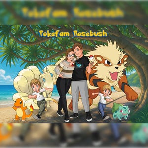 Vaderdagcadeau. Paar porren Cartoonportret, portret op maat, anime-commissie, poke-stijl, cadeau voor kinderen, verjaardagscadeau verjaardag
