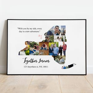 Personalisierte USA Karte Fotocollage, benutzerdefinierte Bildcollage von jedem Zustand, Reisegedächtnisgeschenk, Familienfotokarte, Paarjubiläumsgeschenk