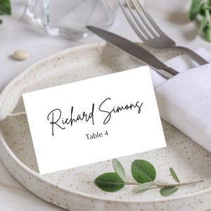 Tarjetas de lugar para bodas, tarjetas de lugar impresas, tarjetas de lugar minimalistas modernas, tarjetas de nombre para mesas, etiquetas de nombre para mesas, tarjetas de nombre impresas personalizadas