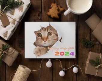 Carte de bonne année, carte de nouvel an pour un ami, carte de nouvel an pour la famille, carte de voeux de nouvel an drôle de carte mignonne, voeux de nouvel an pour les amis