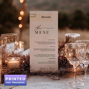 Wedding Program Card With Menu & Place Card, Printed Menu Card, Modern Place Cards, wedding Program Card, Custom Menu Cards with place card