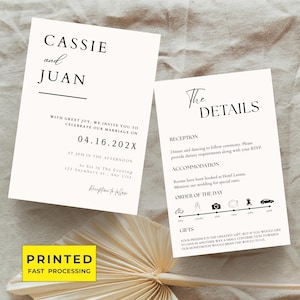 Minimalistisches Hochzeitseinladungs-Paket Qr Code, Minimale Einladungsvorlagen-Set, Modernes Invite Set, Elegantes Online Rsvp, Programmkarte, Antwortkartenformat
