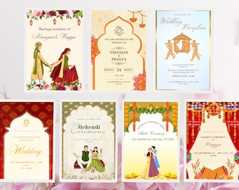 Personalized Printed Indian Wedding Invitation Set, Hindu Wedding Invitations, Hindu Wedding, Indian Wedding Invitation, Indian Invite Sets
