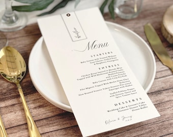 Wedding Menu Cards with Printed Name card, with Place Cards, Modern Minimalist Menus, Menu with Place Card, Custom Menu Cards with name card