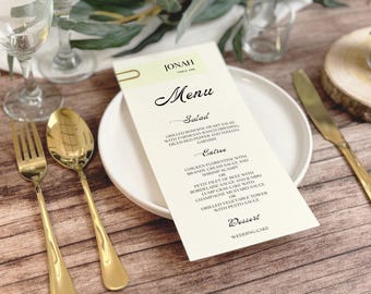 Wedding Menu Cards with Printed Name card, with Place Cards, Modern Minimalist Menus, Menu with Place Card, Custom Menu Cards with name card