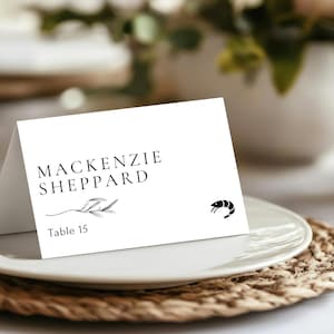 Tarjetas de lugar para bodas, tarjetas de lugar impresas, tarjetas de lugar minimalistas modernas, tarjetas de nombre para mesas, etiquetas de nombre para mesas, tarjetas de nombre impresas personalizadas