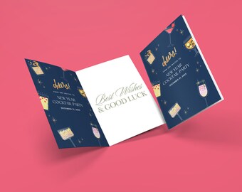Carte de bonne année, carte de nouvel an pour un ami, carte de nouvel an pour la famille, carte de vœux du nouvel an drôle et mignonne, vœux du nouvel an pour les amis