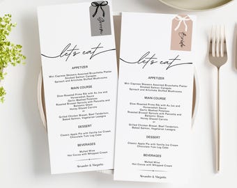 Modern Wedding Menu Place Card With Guest Name, Custom Wedding Menu Place Card, Wedding Menu With Name Card, Printed Menus with Place Cards