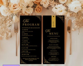 Wedding Program Card With Menu & Place Card, Printed Menu Card, Modern Place Cards, wedding Program Card, Custom Menu Cards with place card
