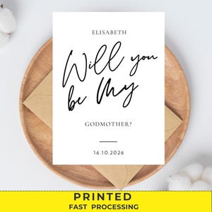 Tarjeta "¿Quieres ser mi madrina?", Tarjeta de bautizo, Tarjeta de propuesta, Invitación de bautizo, Contigo sé mi, Personalizada, Con nombre, Bautizo