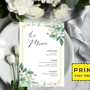 Personalisiertes gedrucktes Hochzeitsmenü, minimalistisches Hochzeitsmenü, modernes Hochzeitsmenü, einfaches Menü, Hochzeitsmenükarten, Abendmenükarte gedruckt