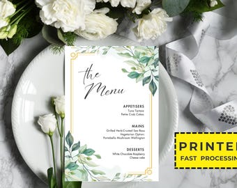 Personalized Printed Wedding Menu, Minimalist Wedding Menu, Modern Wedding Menu, Simple Menu, Wedding Menu Cards, Dinner Menu Card Printed