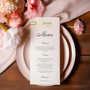 Programmkarte mit Menü & Tischkarte, Gedruckte Menükarte, Moderne Tischkarten, Programmkarte für die Hochzeit, Menükarten mit Platzkarte