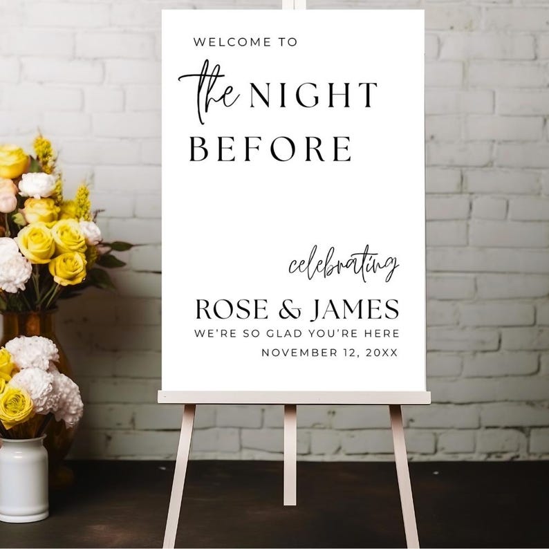 The Night Before Custom Rehearsal Dinner Welcome Sign Custom Wedding Rehearsal Personalized Welcome Sign Rehearsal Wedding Dinner Sign,Wedding Welcome sign, Elegant welcome sign, Wedding welcome, Personalized Wedding, party entrance sign, Wedding decor, wedding sign welcome, the night before, Rehearsal Dinner, welcome rehearsal, photo welcome sign, rehearsal welcome, rehearsal wedding