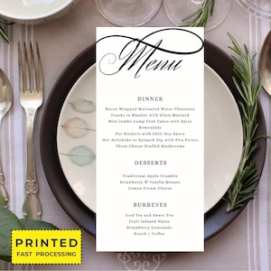 Karty menu weselnego, drukowane menu weselne, nowoczesne menu weselne, ręcznie pisane wesele, minimalistyczne menu weselne, eleganckie menu, karta kolacji