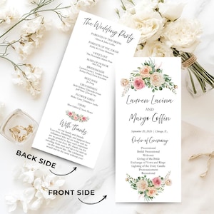 Hochzeitsprogramme gedruckt, Zeremonieprogramme Hochzeitsprogrammkarten, Minimalistisches Hochzeitsprogramm, elegantes Programmkarten, lange Zeremonie