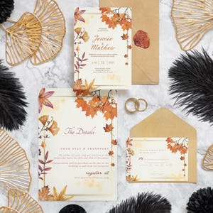 Conjunto de convites de casamento impressos personalizados com código QR | Cartão de convite, RSVP, cartão de detalhes, conjunto de convites de casamento minimalista moderno para convidados