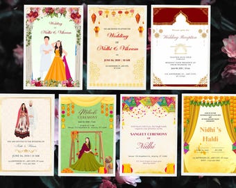 Personalized Printed Indian Wedding Invitation Set, Hindu Wedding Invitations, Hindu Wedding, Indian Wedding Invitation, Indian Invite Sets