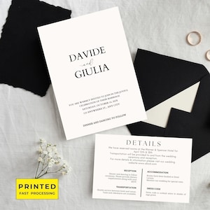 Bundle de faire-part de mariage minimaliste Qr Code, ensemble de modèles d'invitation minimaliste, suite d'invitations moderne, réponse en ligne élégante, carte détaillée, RSVP