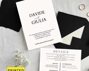 Minimalist Wedding Invitation Bundle Qr Code, Minimal Invitation Template Set, Modern Invite Suite, Elegant Online Rsvp, Details Card, RSVP