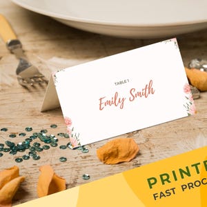 Tarjetas de lugar de boda personalizadas e impresas con opciones de comida / Tarjeta de nombre de mesa plegada / Tarjetas de ubicación personalizadas / Tarjeta de cena / Tarjeta de lugar de mesa